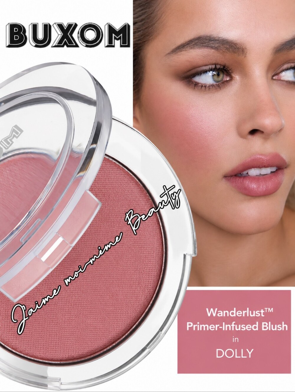 BUXOM Limited Edition Wanderlust Primer Infused Blush in Dolly - MAUVE Pink -NEW